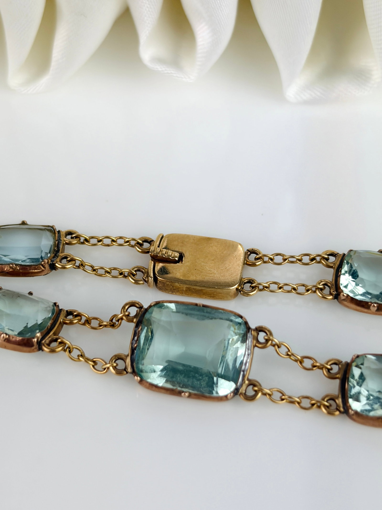 Antique Georgian Blue Paste Gold Bracelet - 8
