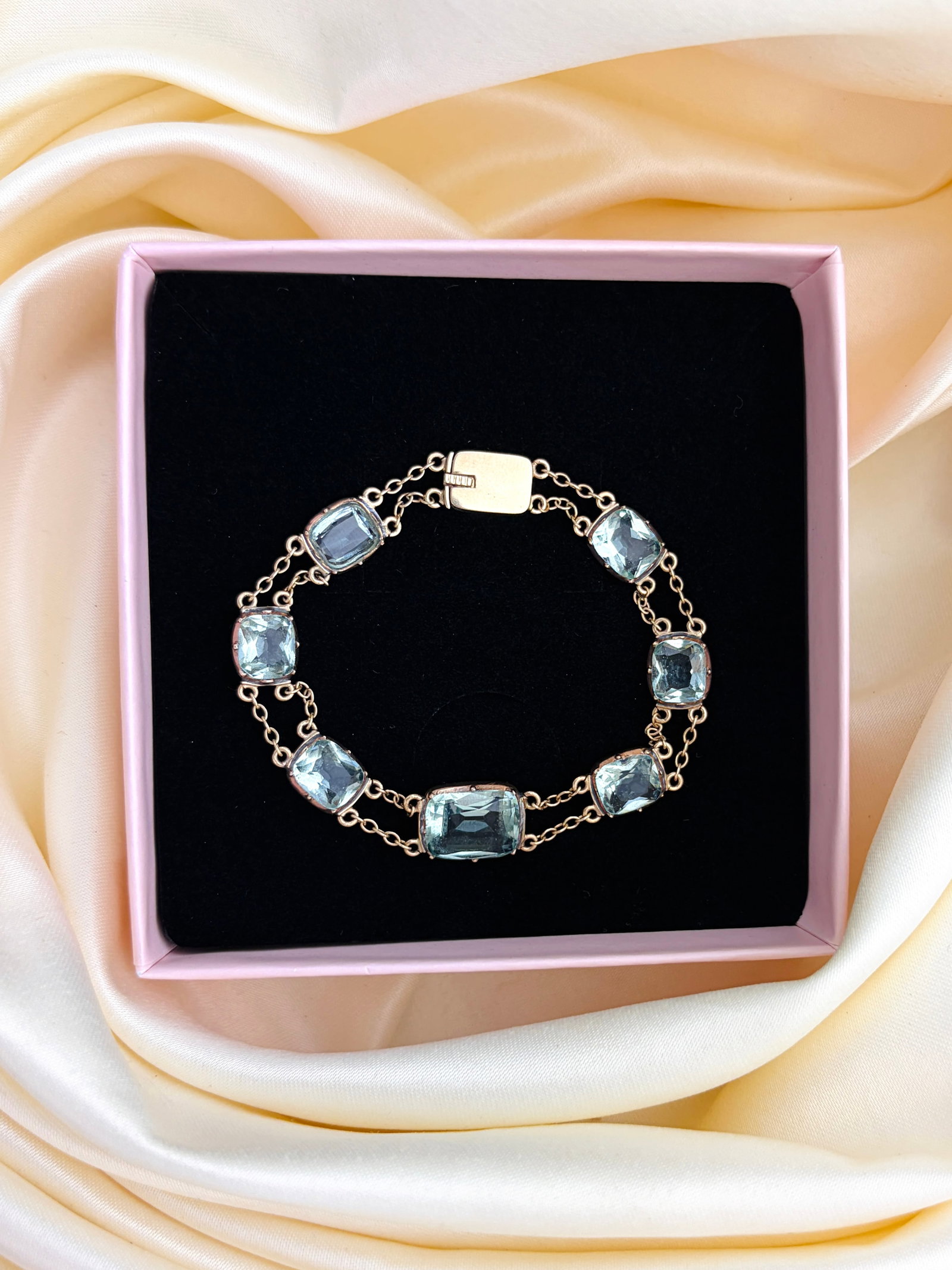 Antique Georgian Blue Paste Gold Bracelet - 9