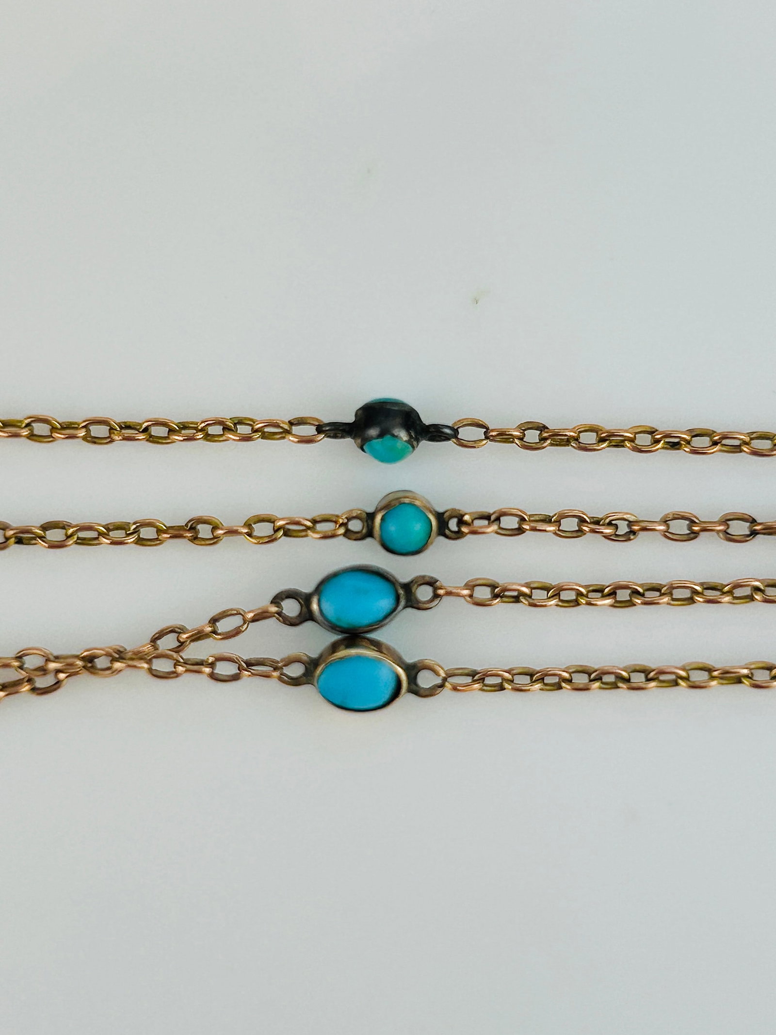 Antique BOXED Victorian 15ct Yellow Gold Turquoise and Pearl Flower Necklace - 5