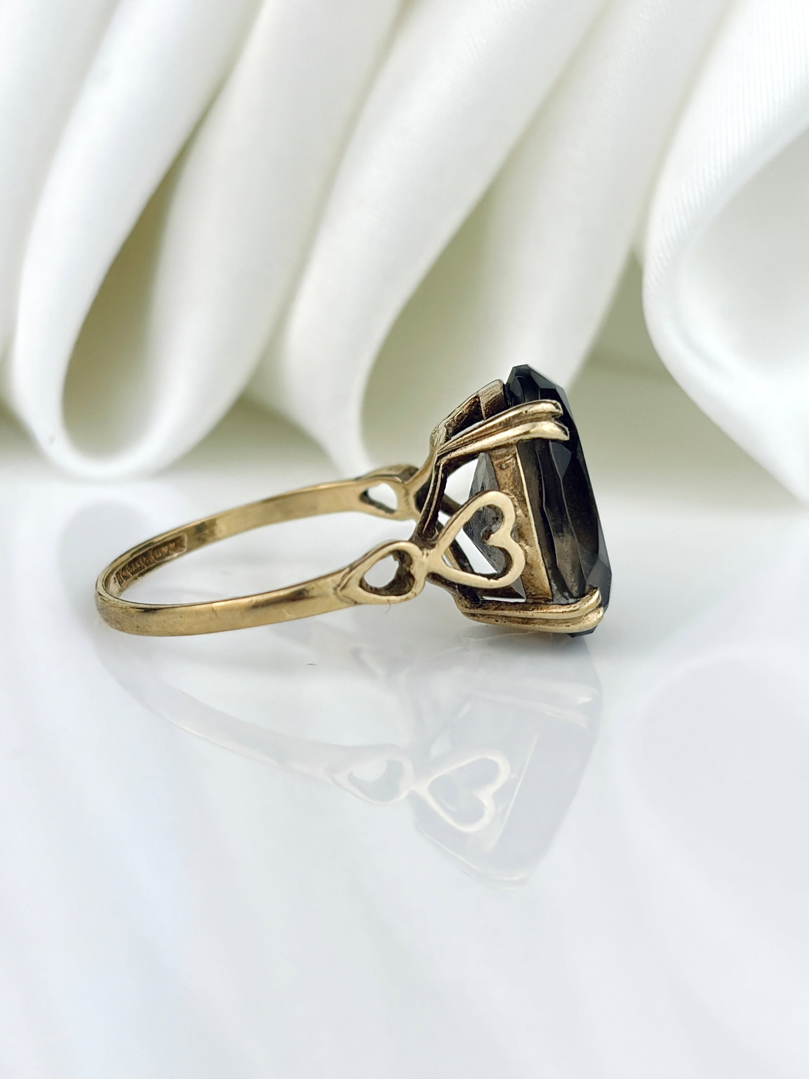Vintage 9ct Yellow Gold Smokey Quartz Ring - 2