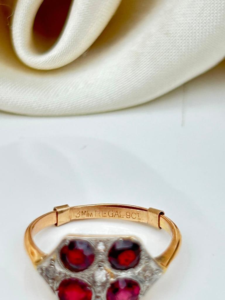 Lovely Garnet and Diamond Gold Ring - 6