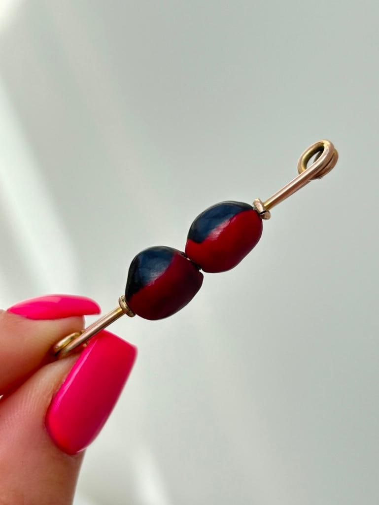 Antique Gold Stone Set Safety Pin Brooch (1 of 5)