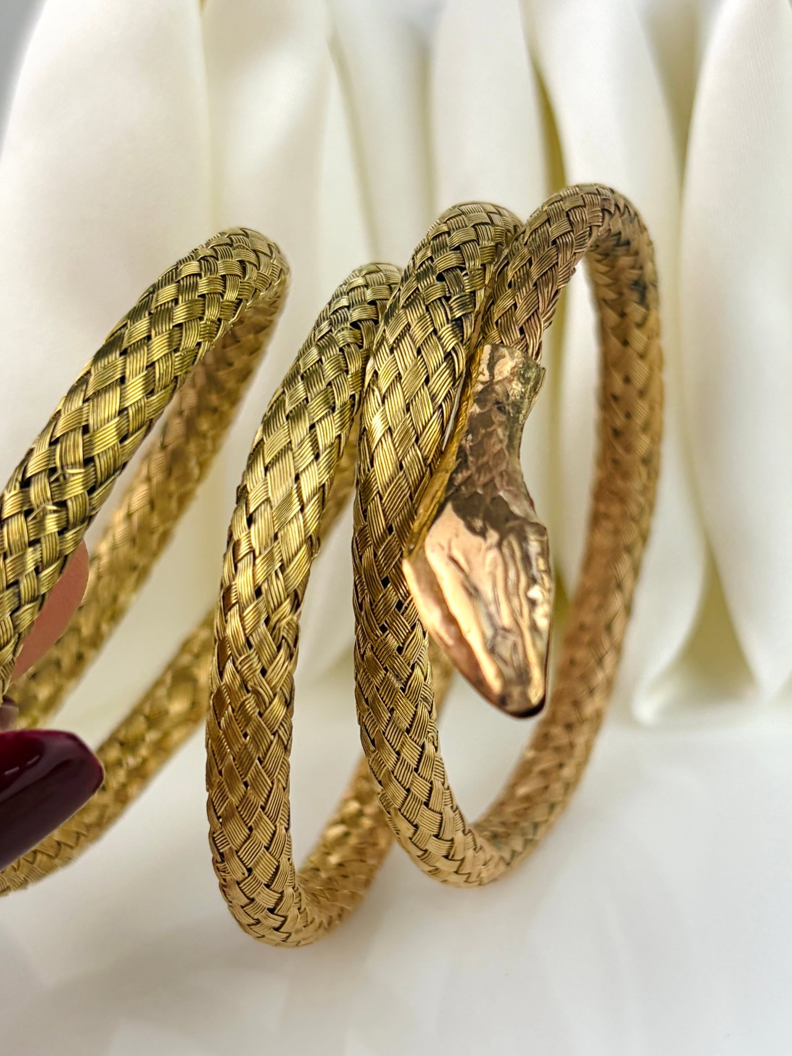 Coiled Snake Bangle in Gilt Metal - 5