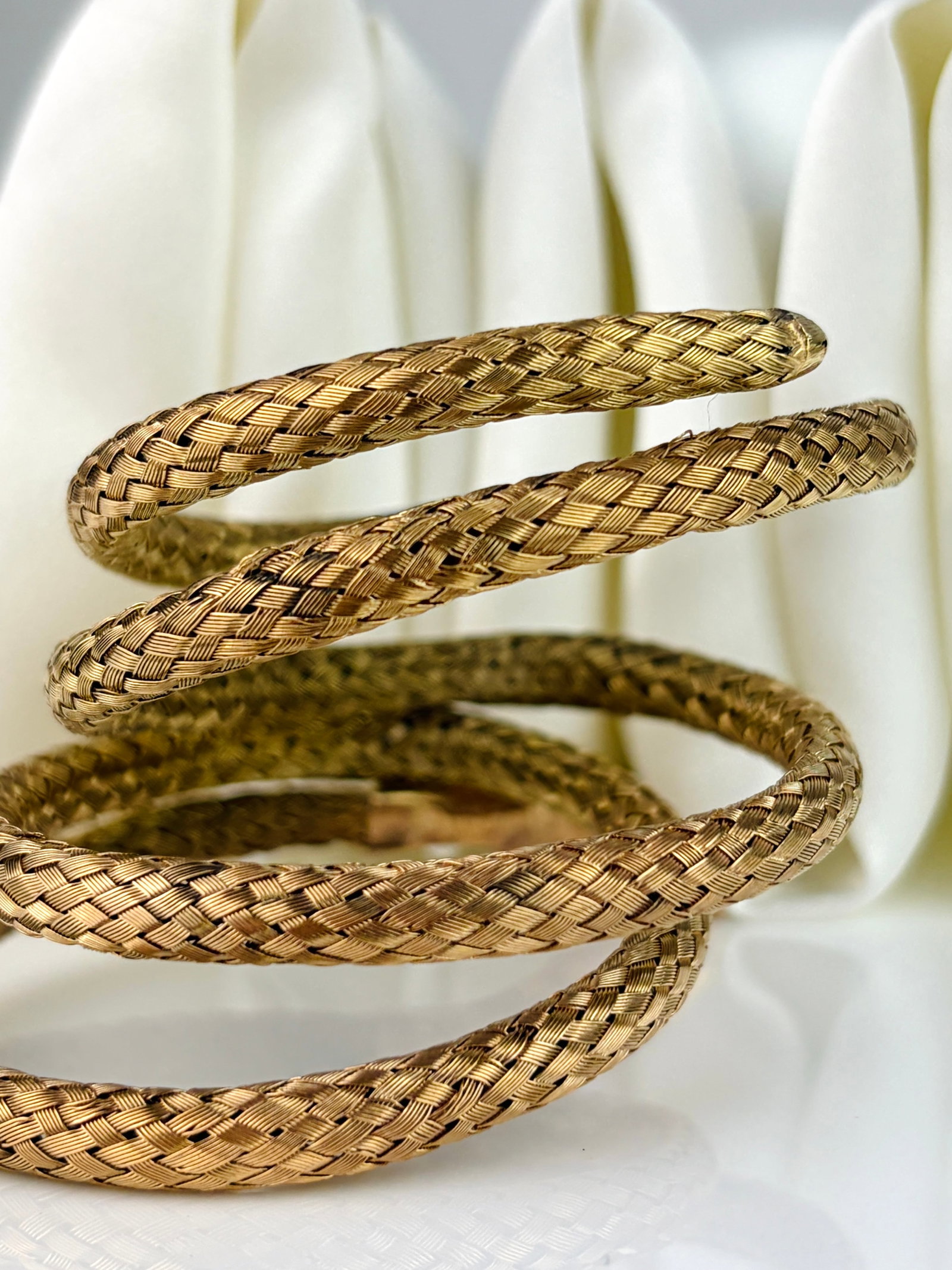 Coiled Snake Bangle in Gilt Metal - 6