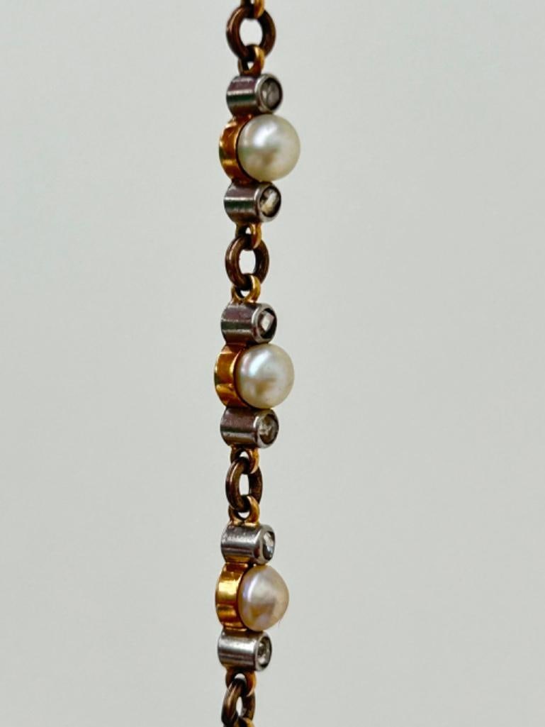*Antique Gold and Diamond Pearl Bracelet - 6