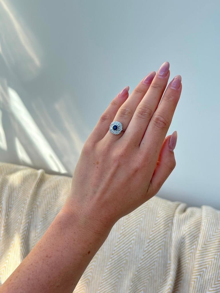*Art Deco Sapphire and Diamond 18ct Yellow Gold Panel Ring - 10