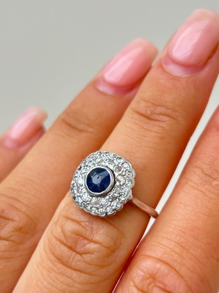 *Art Deco Sapphire and Diamond 18ct Yellow Gold Panel Ring - 6