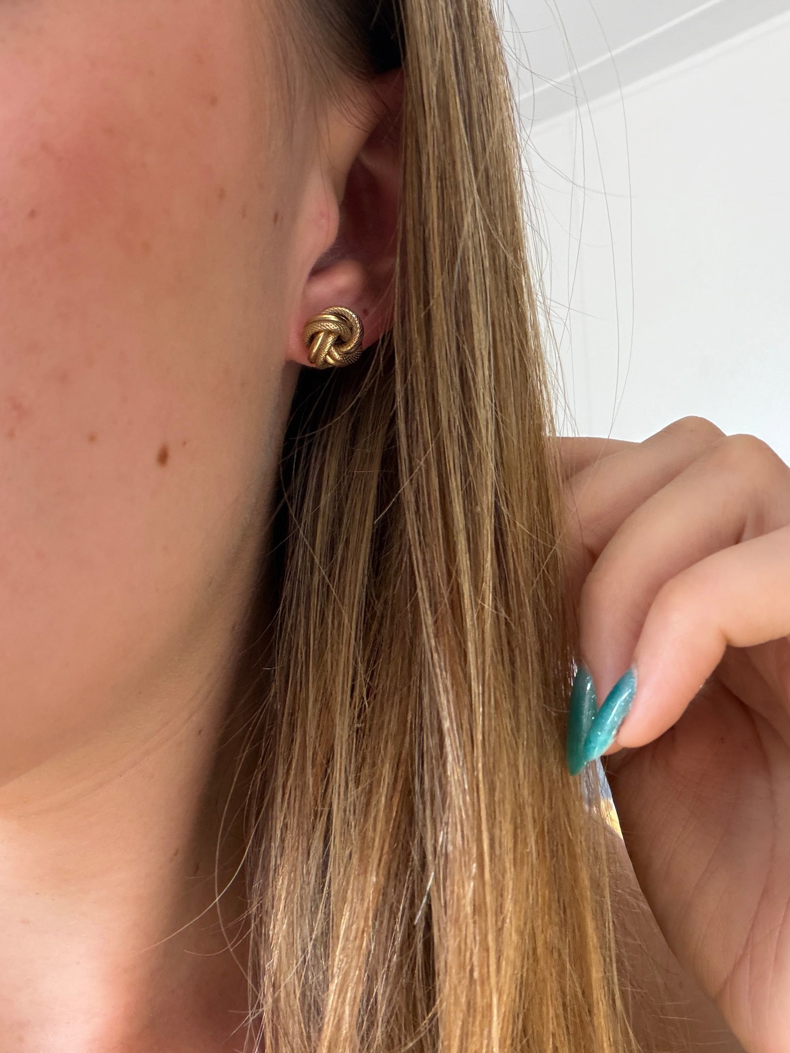 Vintage 9ct Yellow Gold Textured Twisted Knot Stud Earrings - 2