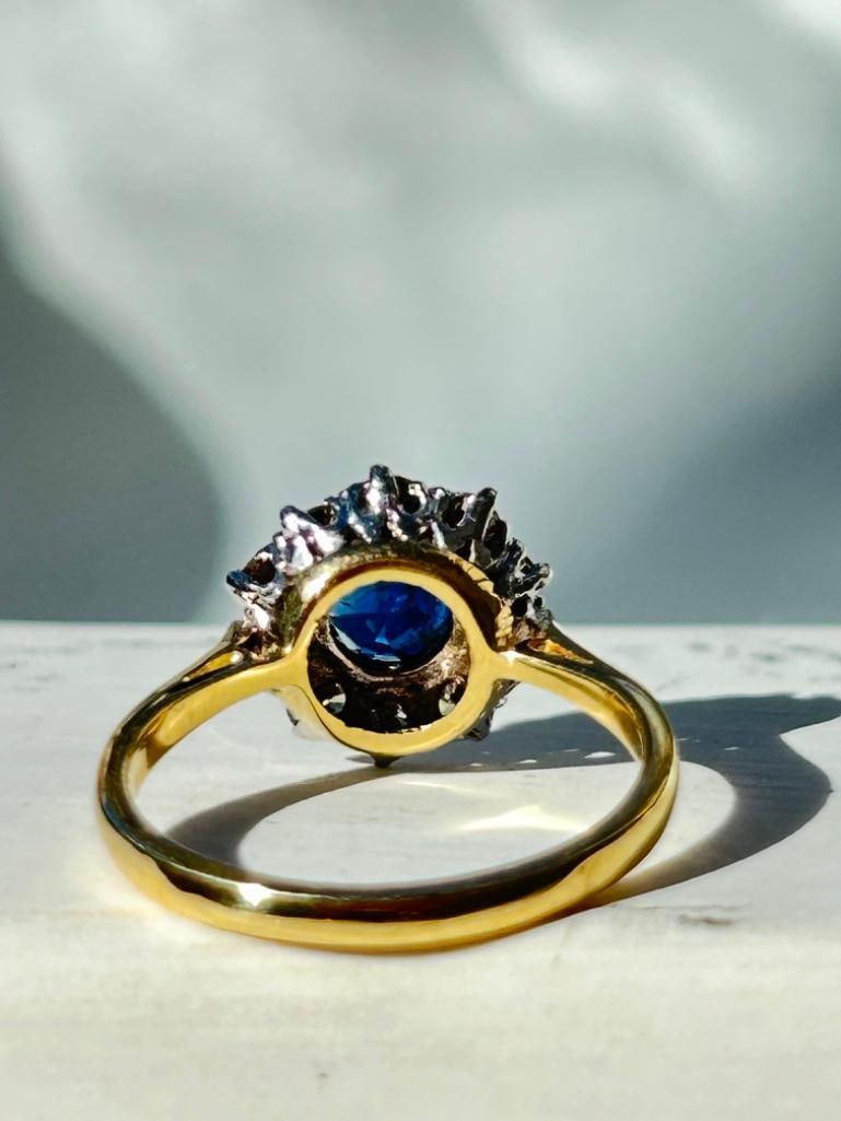 Art Deco Sapphire and Diamond 18 Carat and Platinum Cluster Ring - 7