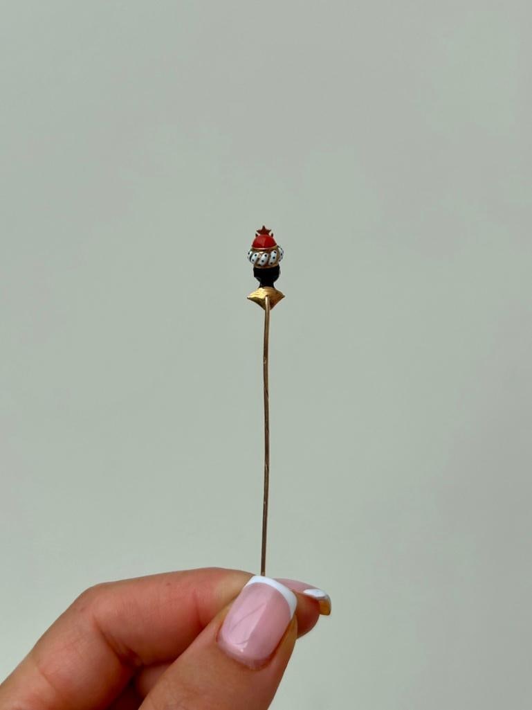 Antique Boxed Blackamoor Enamel Stick Pin Brooch - 5