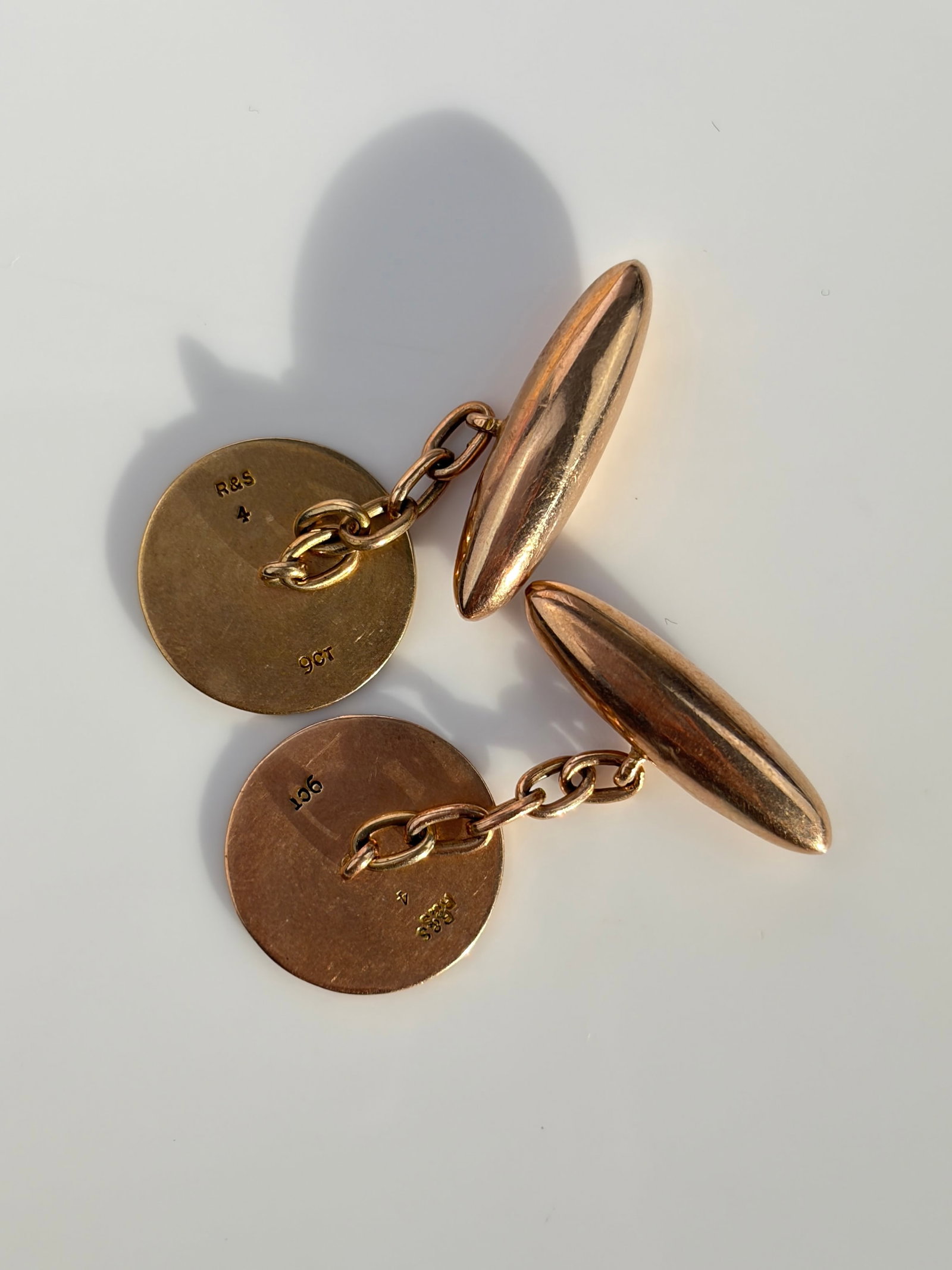 VINTAGE 9CT GOLD LARGE CUFFLINKS - 2
