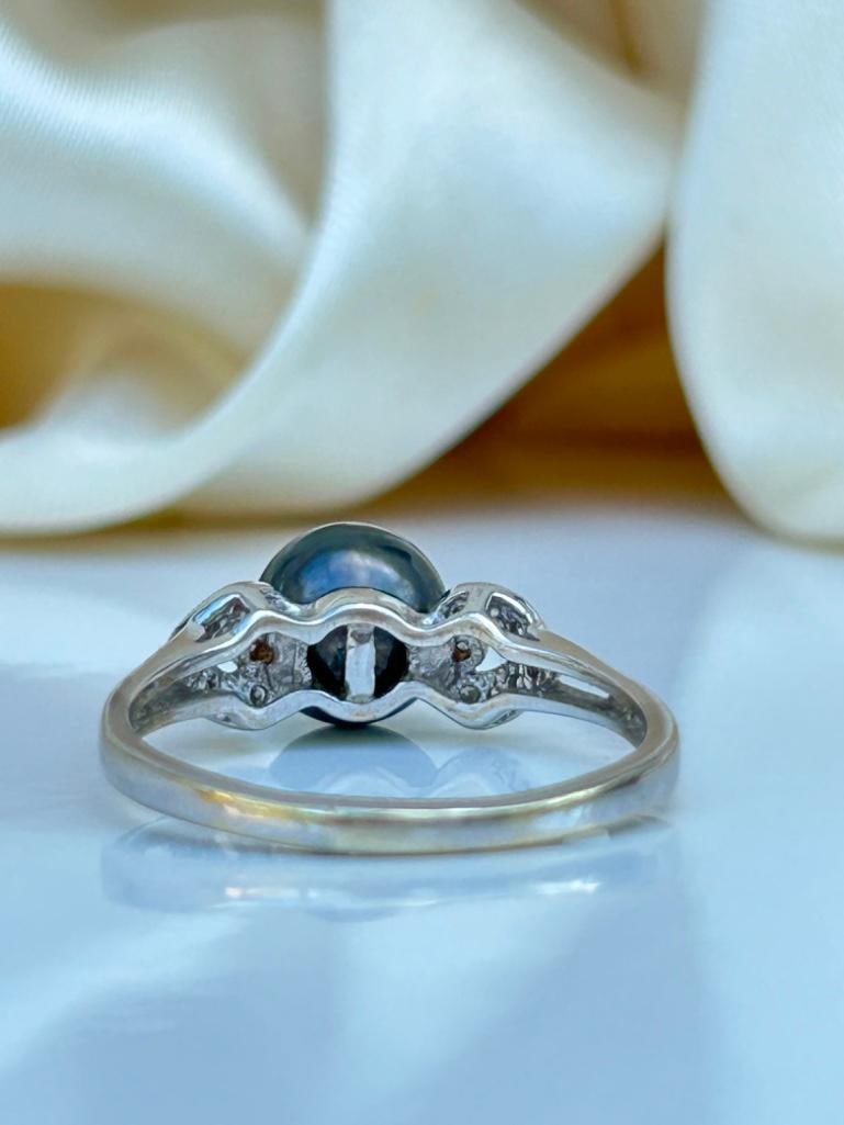 14ct White Gold South Sea Pearl and Diamond Ring - 2