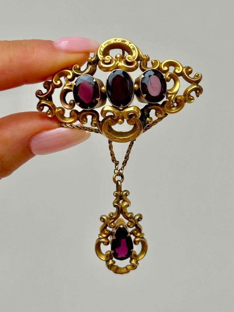 Antique Gold Pendant Brooch Large - 3
