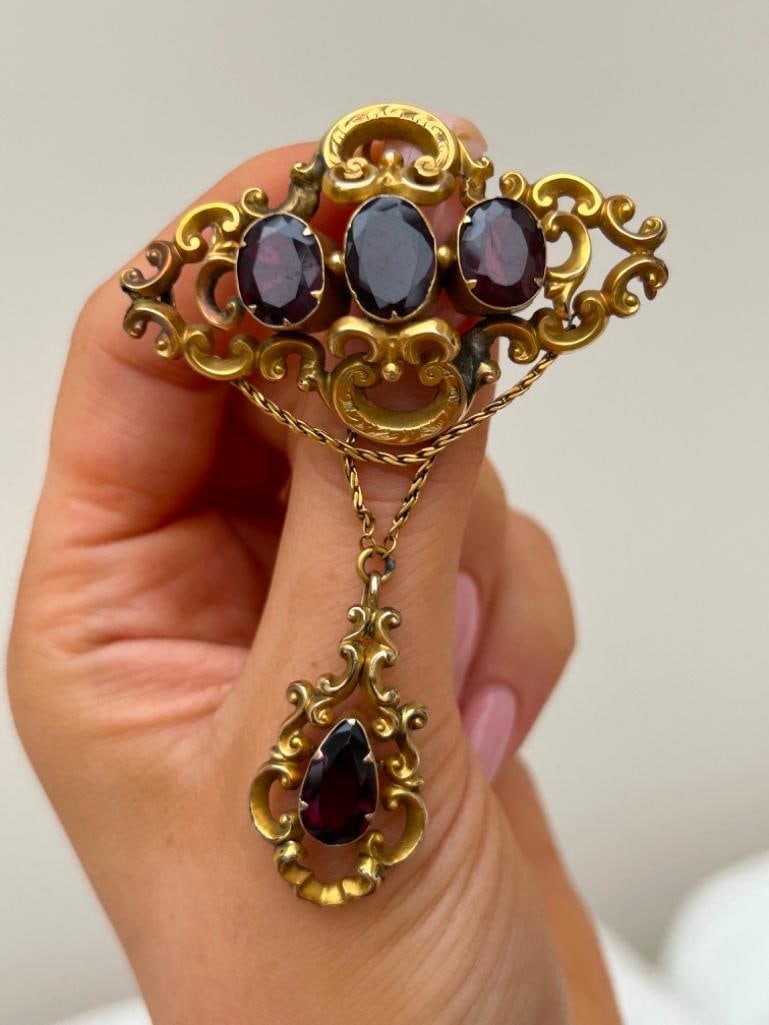Antique Gold Pendant Brooch Large - 5