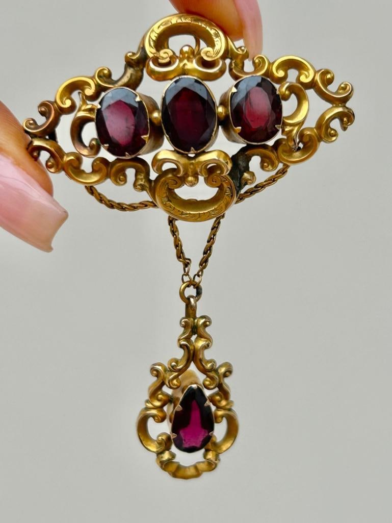 Antique Gold Pendant Brooch Large - 6