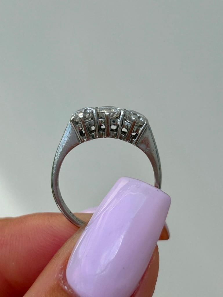 Platinum and Diamond 3 Stone Ring - 4