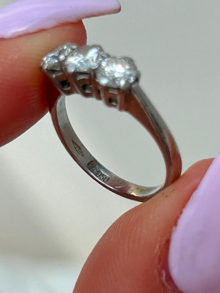 Platinum and Diamond 3 Stone Ring - 5