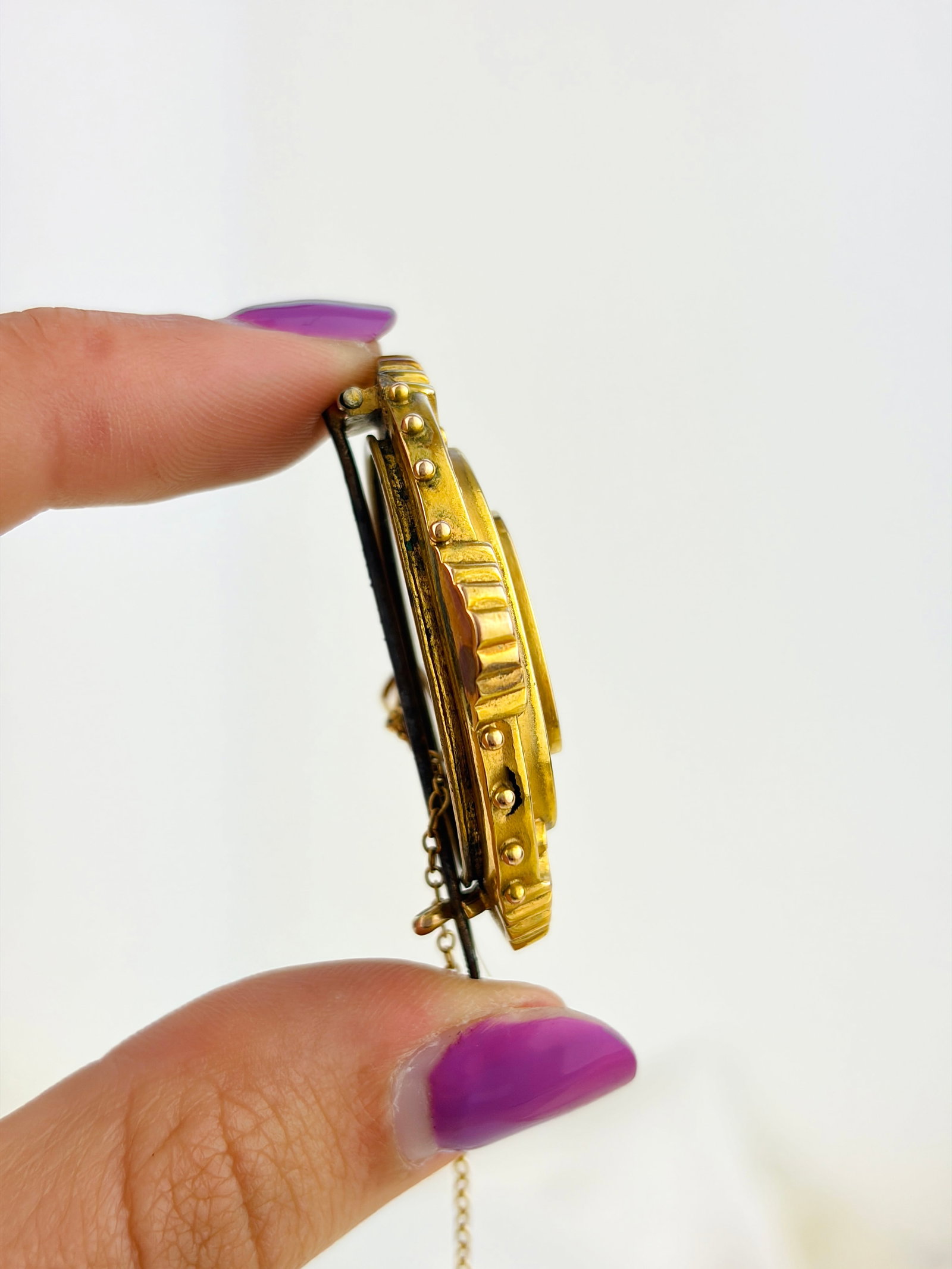 ANTIQUE VICTORIAN 18CT YELLOW GOLD AND DIAMOND LOCKET BACK BROOCH - 6