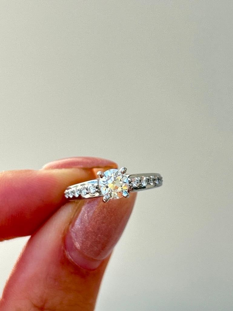 *Vintage Diamond and Platinum Solitaire Ring - 13