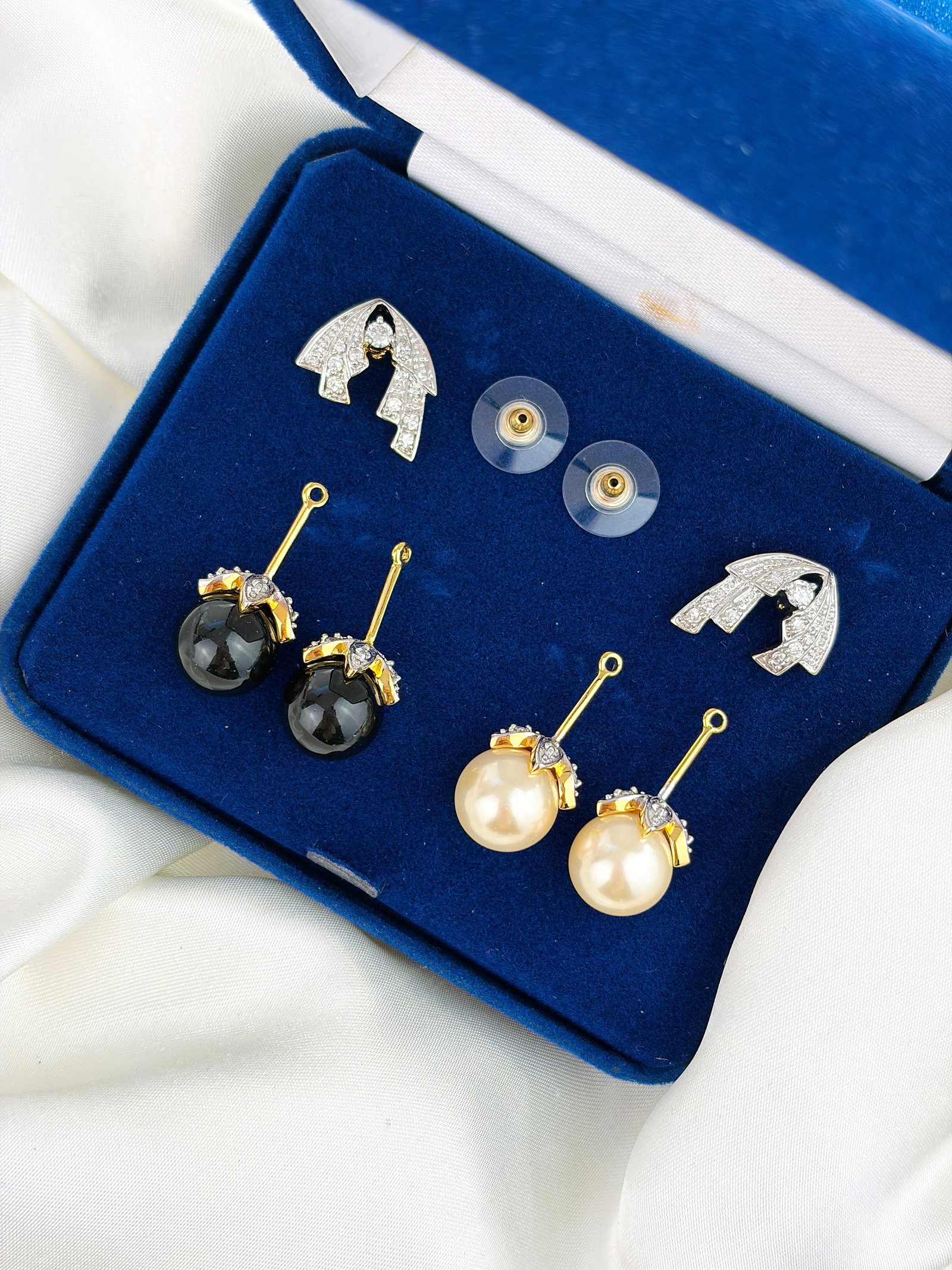 VINTAGE CAMROSE & KROSS JBK EARRINGS WITH INTERCHANGEABLE DROP (1 of 9)