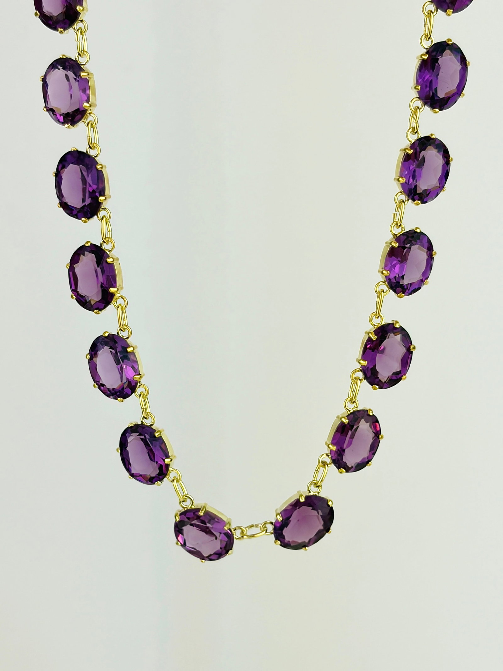Antique Gilt Metal Purple Paste Riviere Necklace: Antique Gilt Metal Purple Paste Riviere Necklace Beautiful bright purple stones!