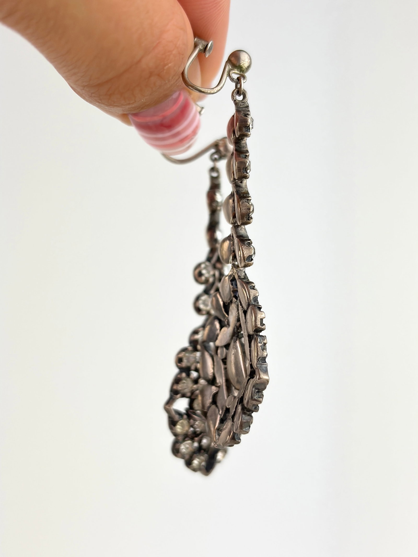 Antique Silver Paste Drop Earrings - 2