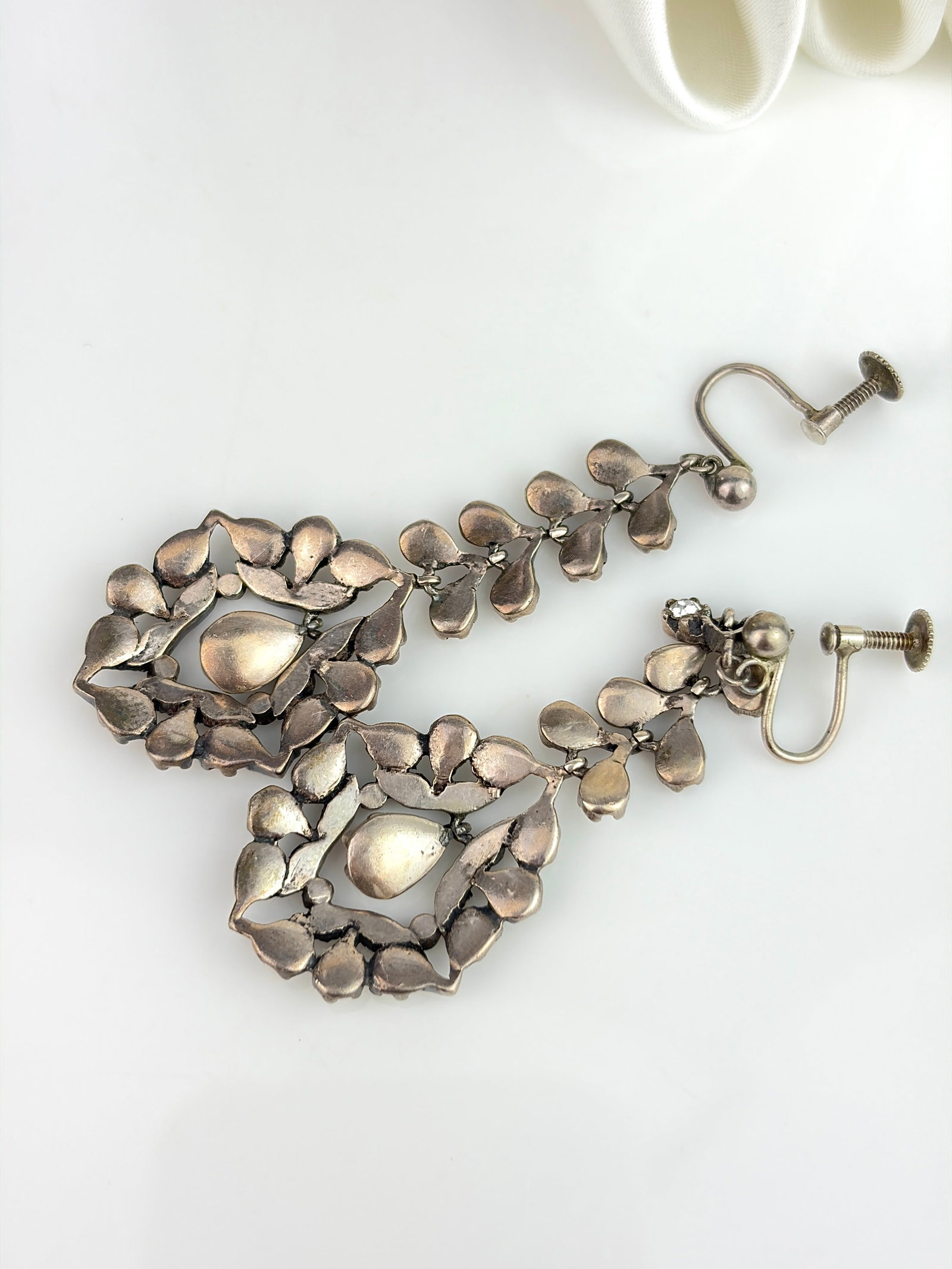 Antique Silver Paste Drop Earrings - 3