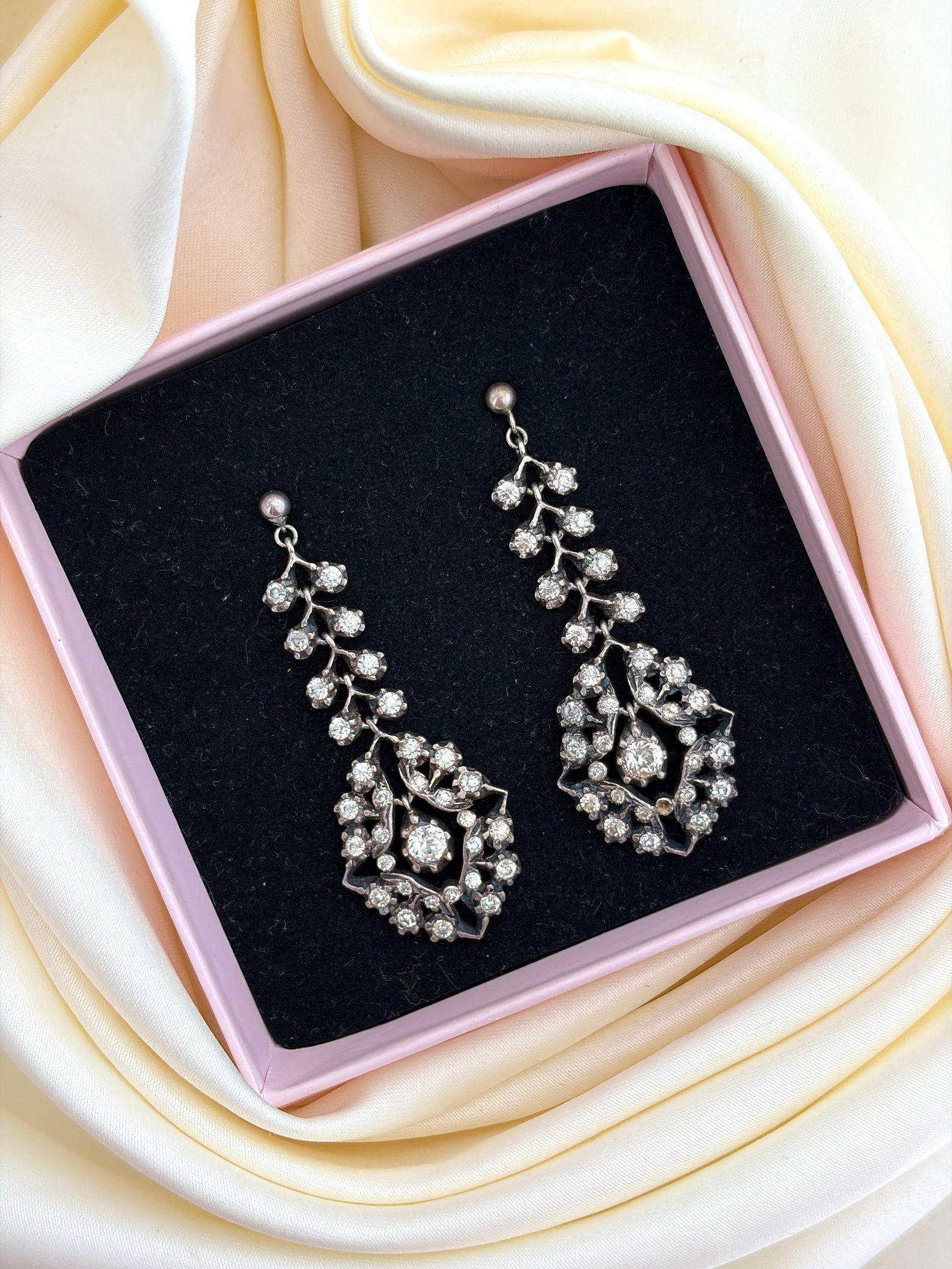 Antique Silver Paste Drop Earrings - 4