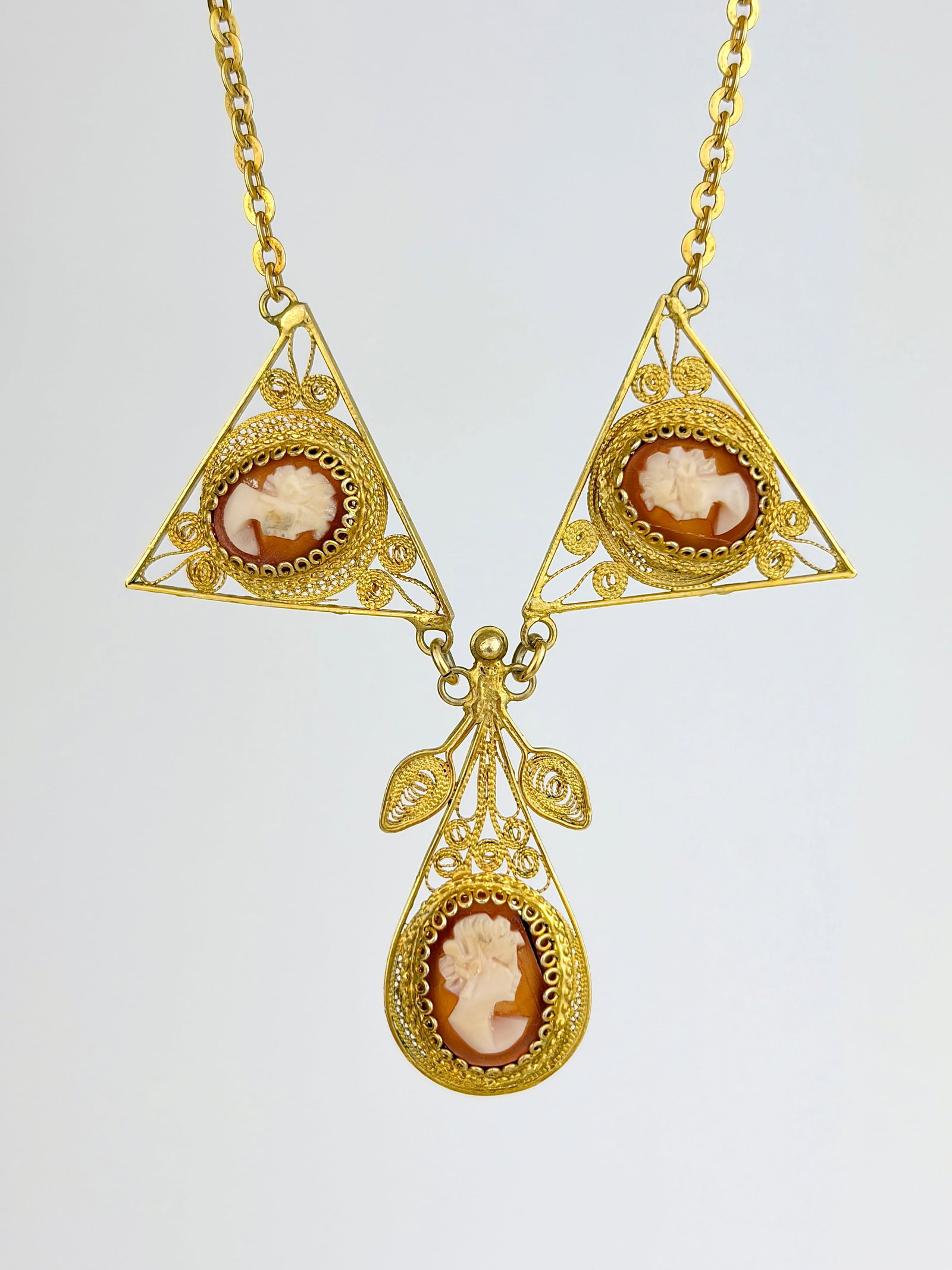 Vintage Silver Gilt Shell Cameo Necklace (1 of 6)