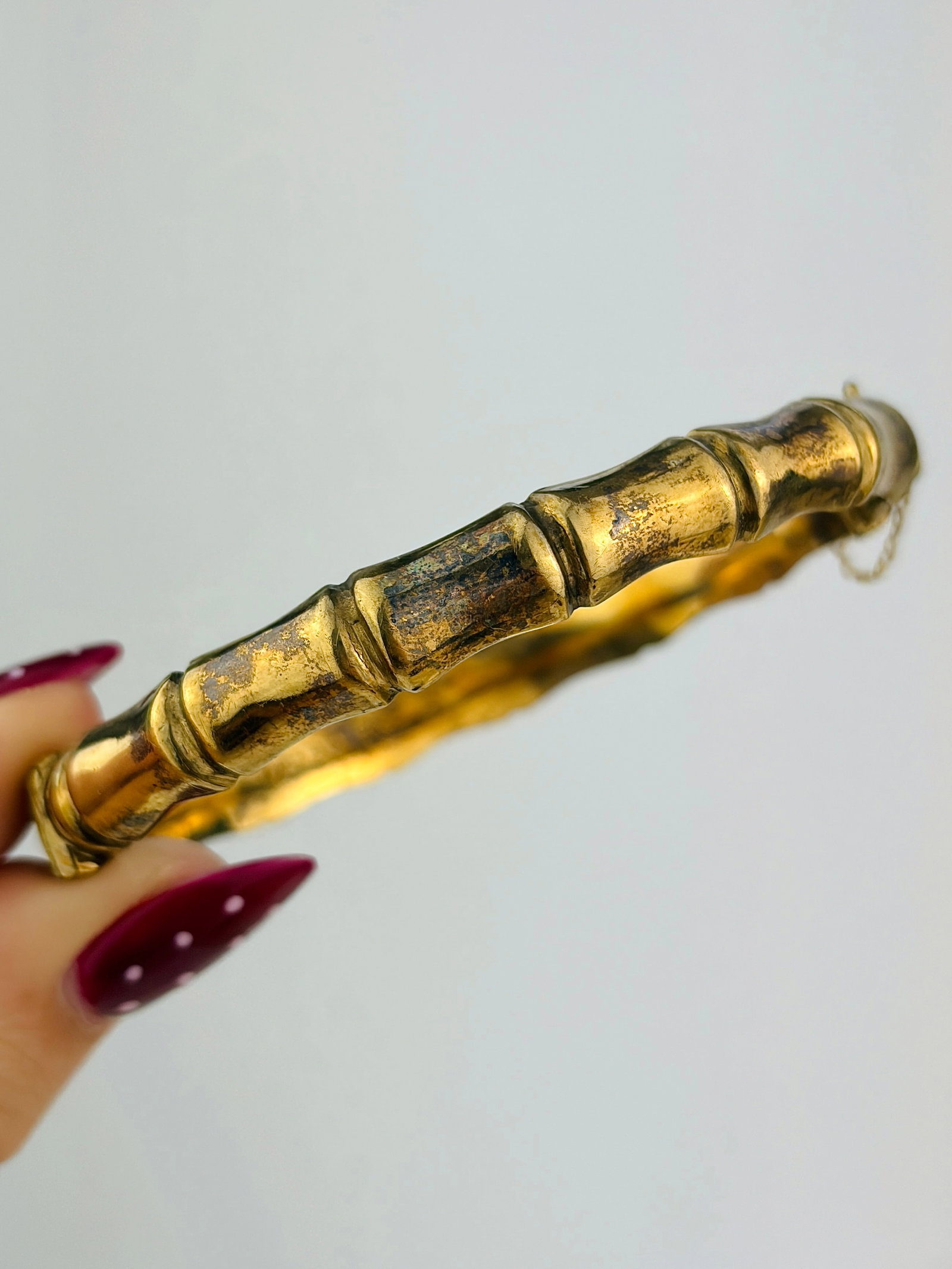 vintage 9ct rolled gold bamboo bangle bracelet (1 of 6)