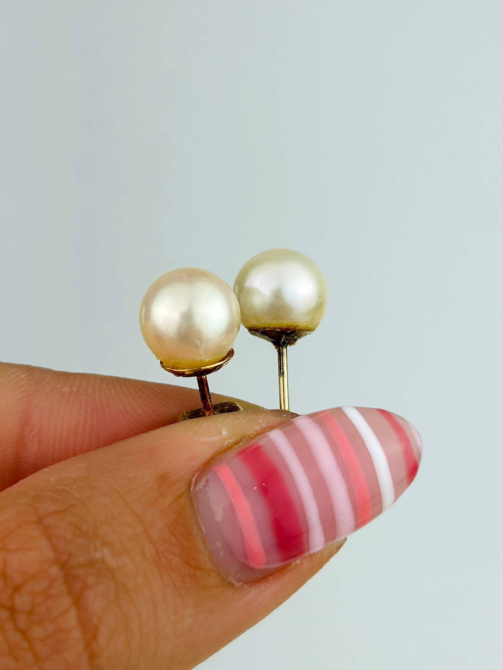 Pearl Gold Stud Earrings - 2