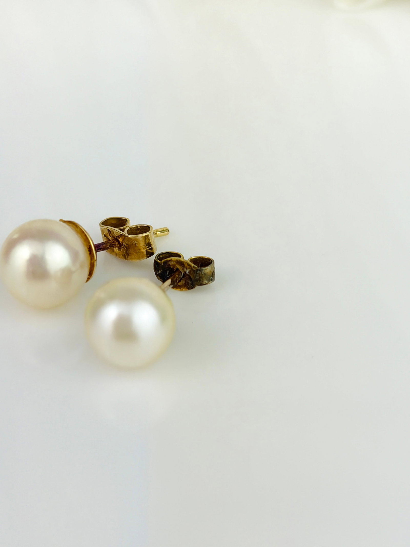 Pearl Gold Stud Earrings - 4