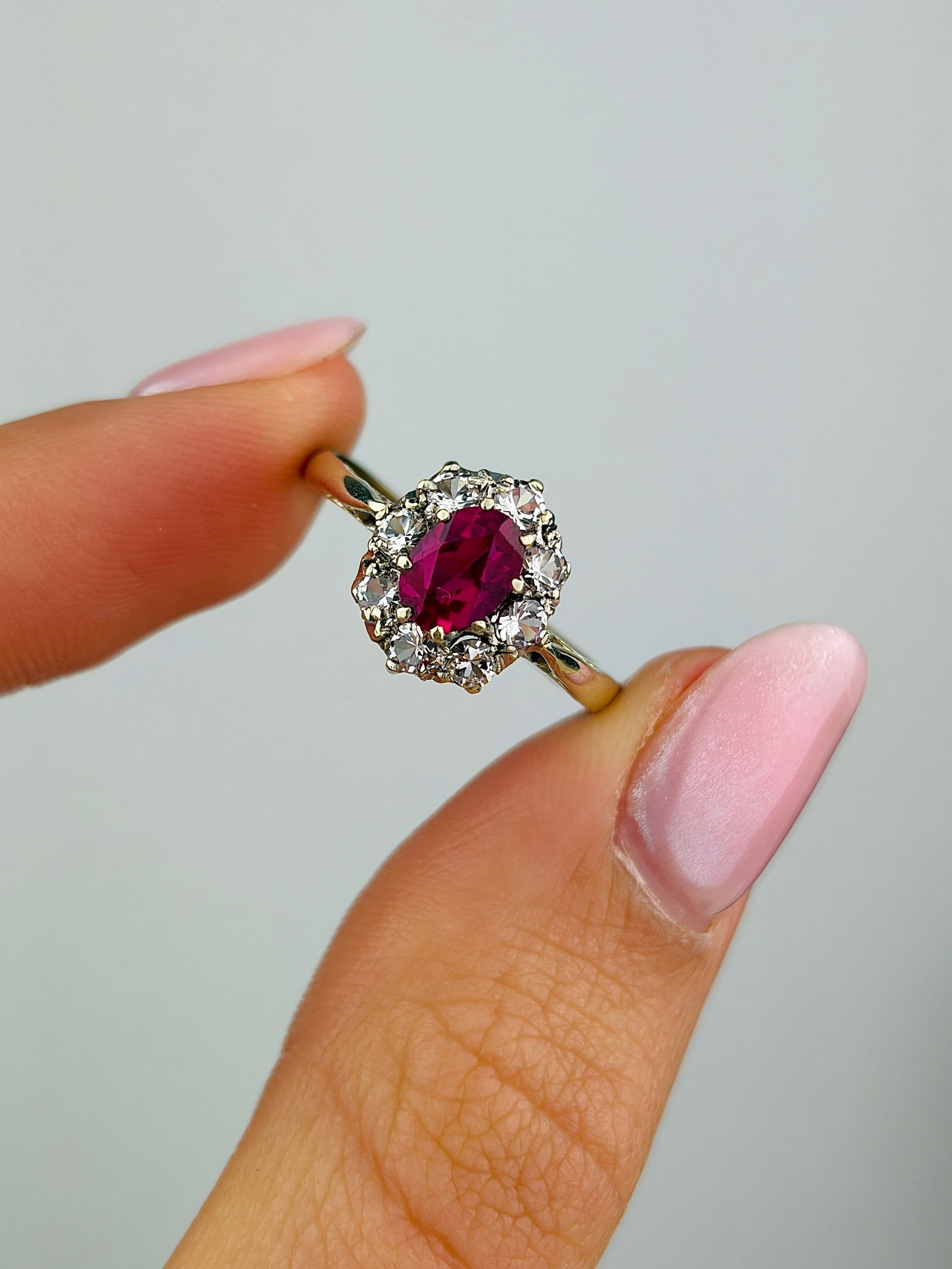 sweet 9ct gold gemset cluster ring - 5