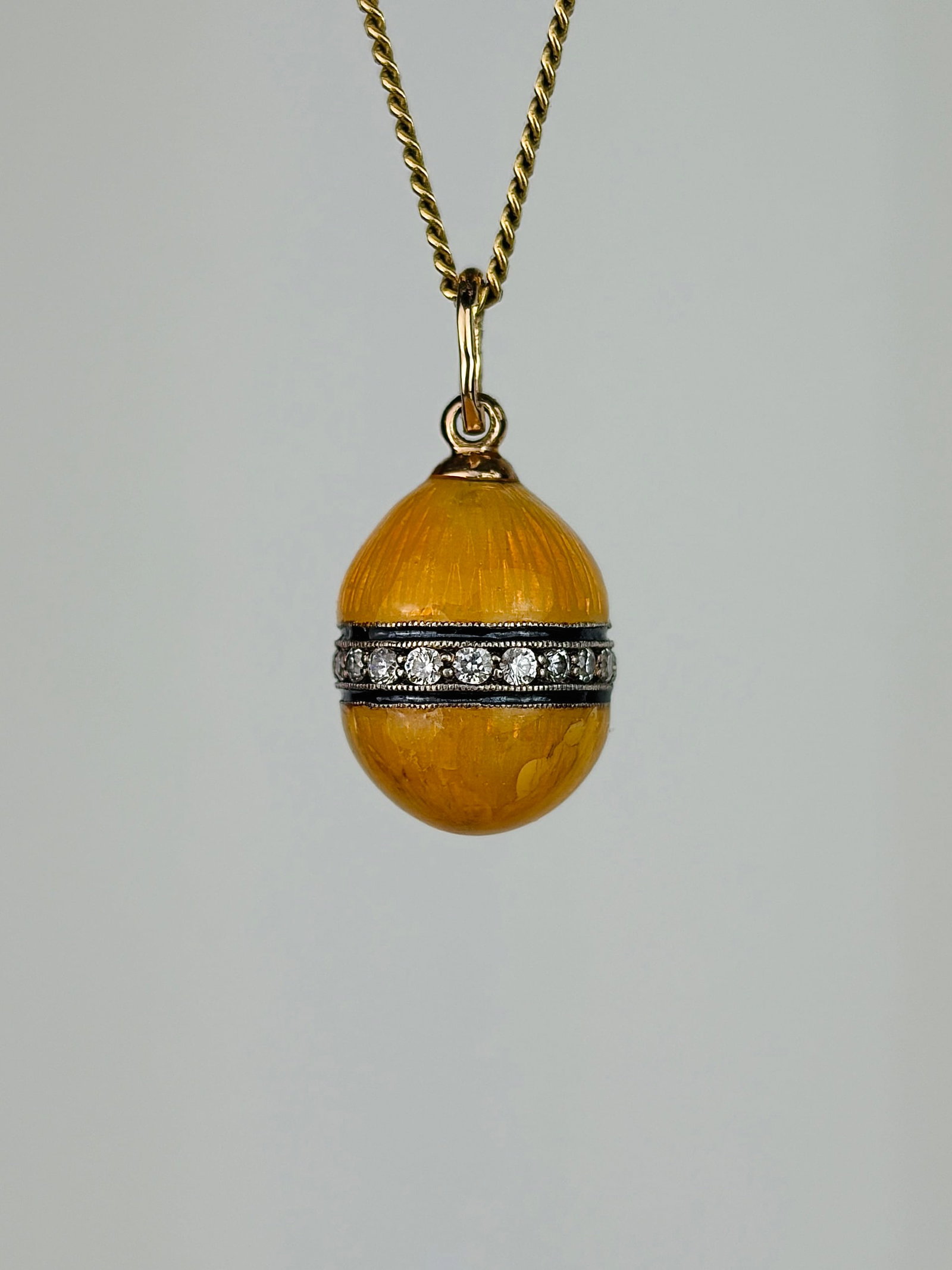 Antique Enamel, White Stone and 14ct Gold Egg Pendant (1 of 8)