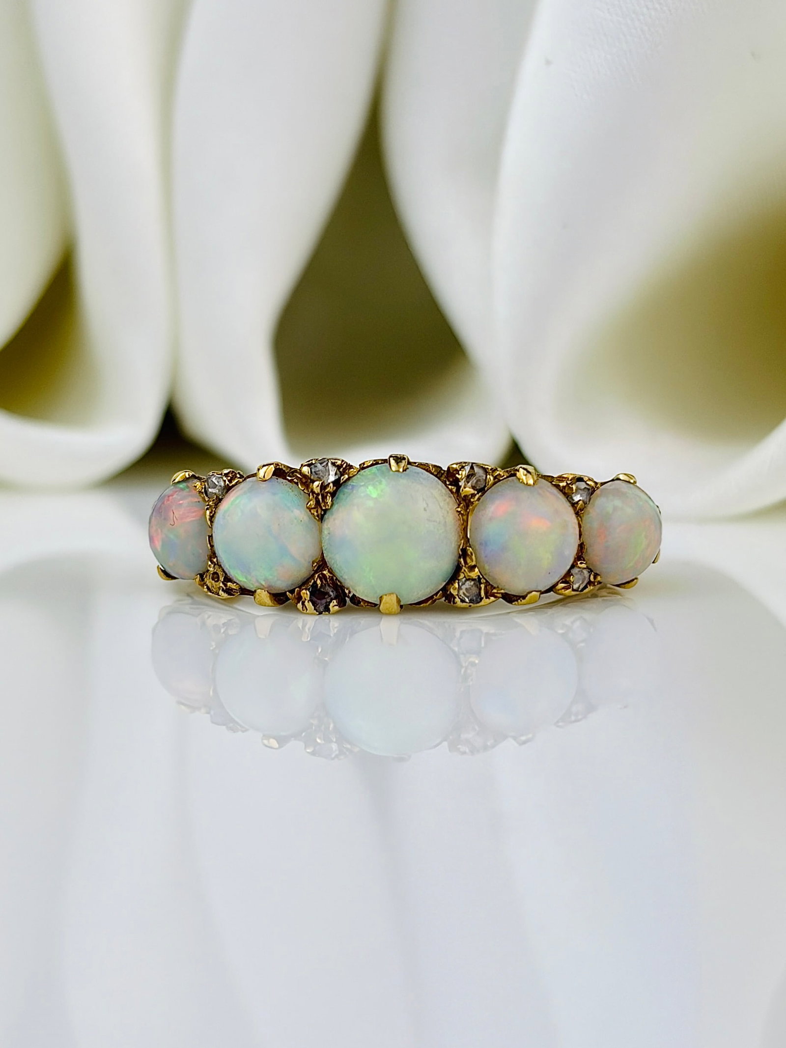 Vintage Opal and 18 Carat Gold Five-Stone Ring