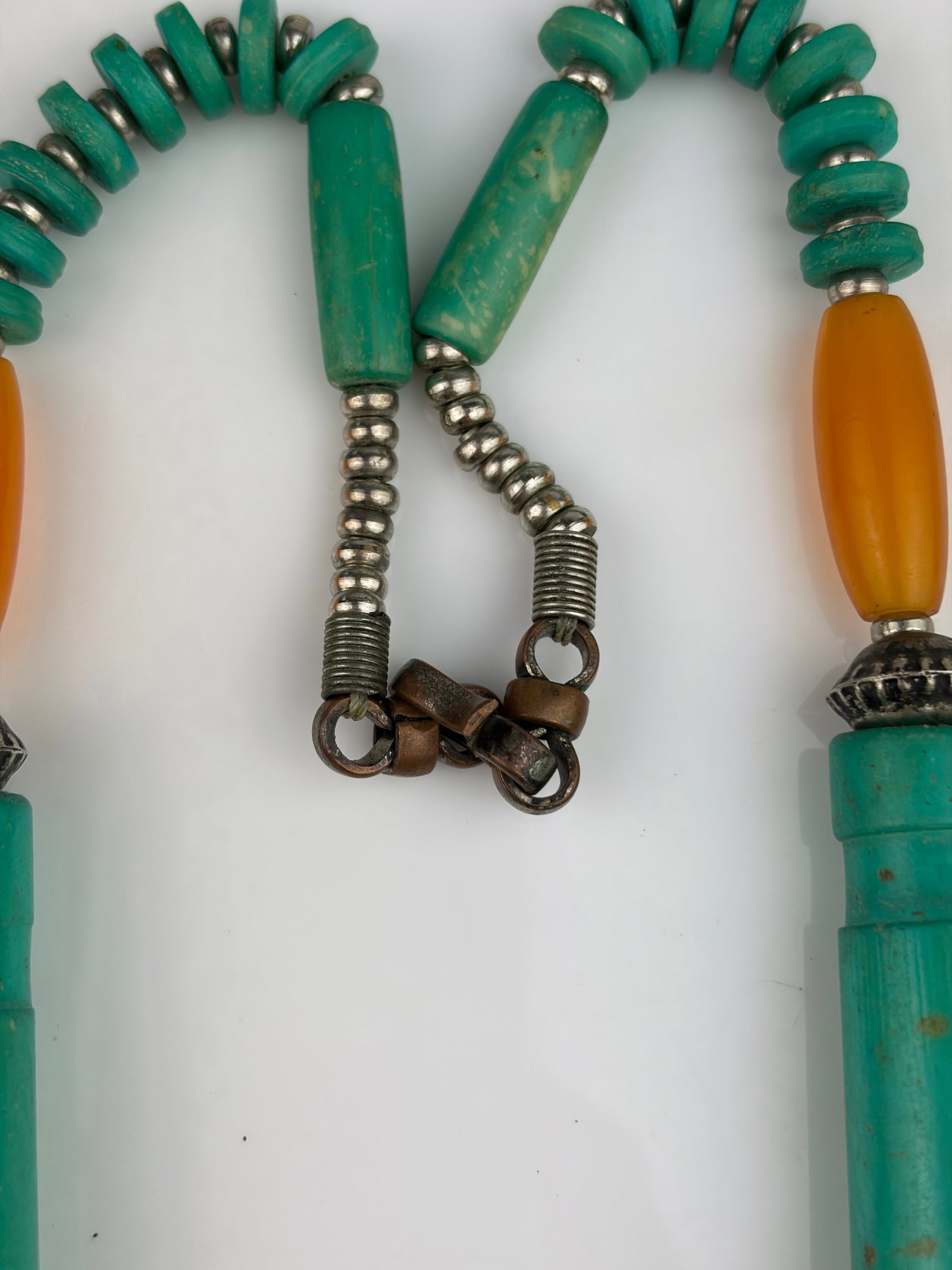 Tibetan / Nepalese turquoise coloured chunky necklace dyed howlite - 2