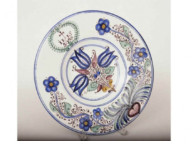 Continental Faience Communion Plate