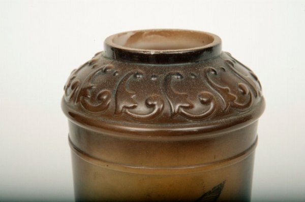 Molded Glass Vase with Amer. Indian decoration - 3