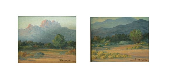 Stremski, Pair Paintings, New Mexico Desert