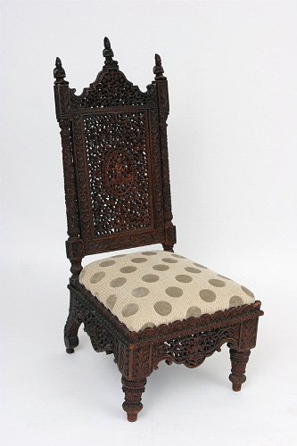Carved Wood Side Chair, 19th c. India