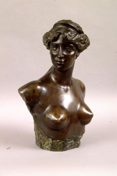 Jef (Josepf Maria Thomas) Lambeaux: Jef (Josepf Maria Thomas) Lambeaux (Belgian 1852-1908)Bronze. Bust of a Woman signed Jef Lambeaux 21"H Condition: warm greensih brown patination, excellent condition.