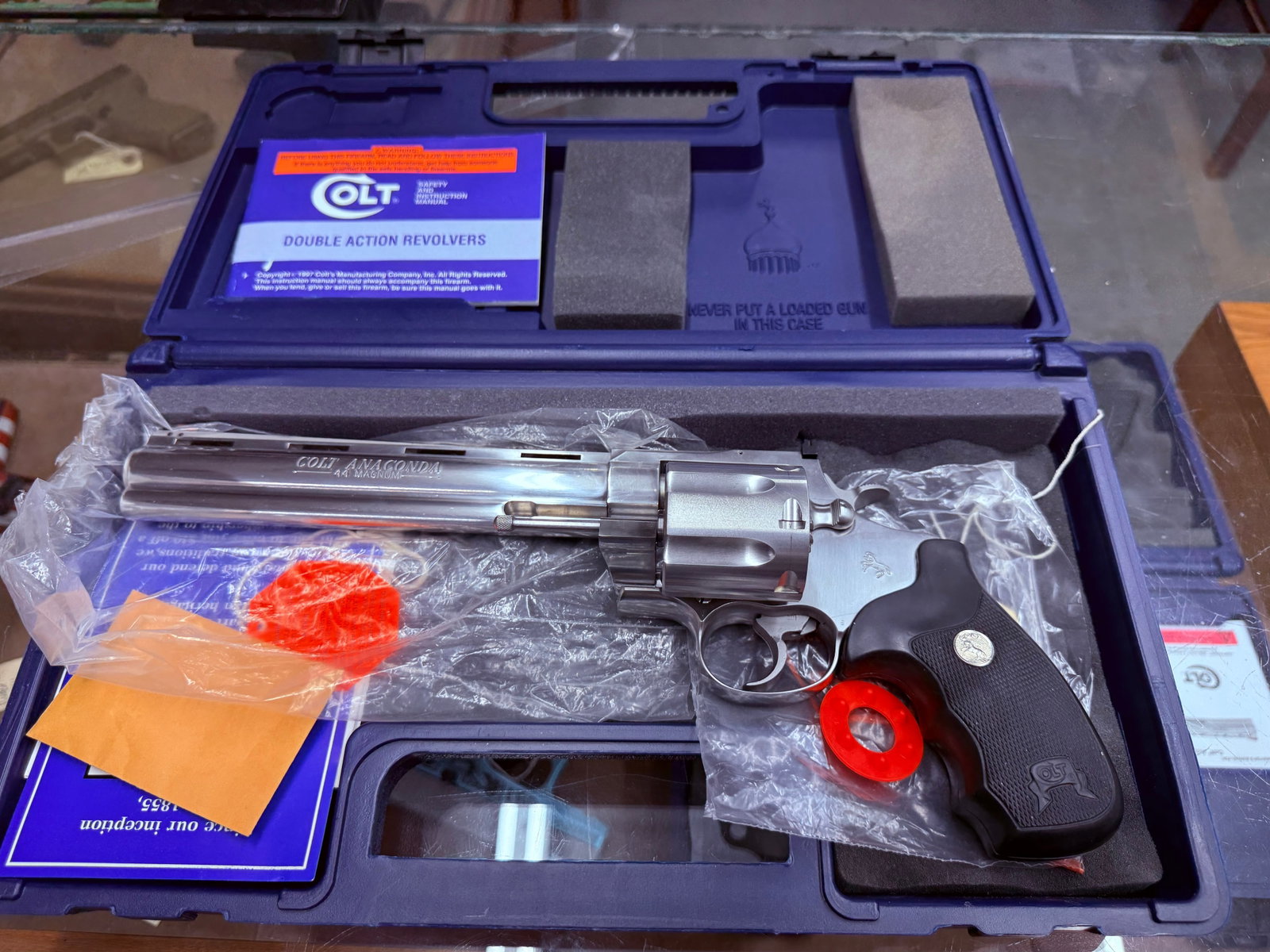 Colt Anaconda 44mag: 8" Barrell. 98% firearm - has been factory fired. 2002 manufactured.