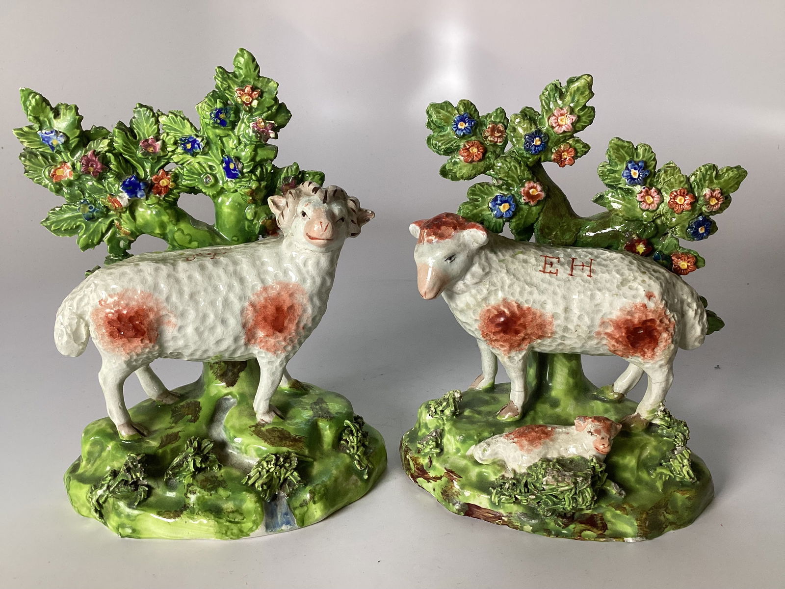 Rare Pair Enoch Wood Bocage Staffordshire Sheep Family Figures (1 of 6)