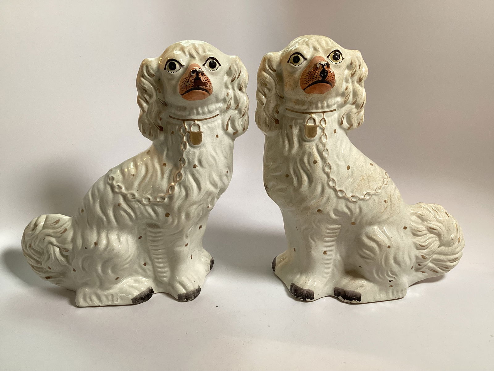 Pair Large English Staffordshire Spaniel Dog Figures (1 of 4)