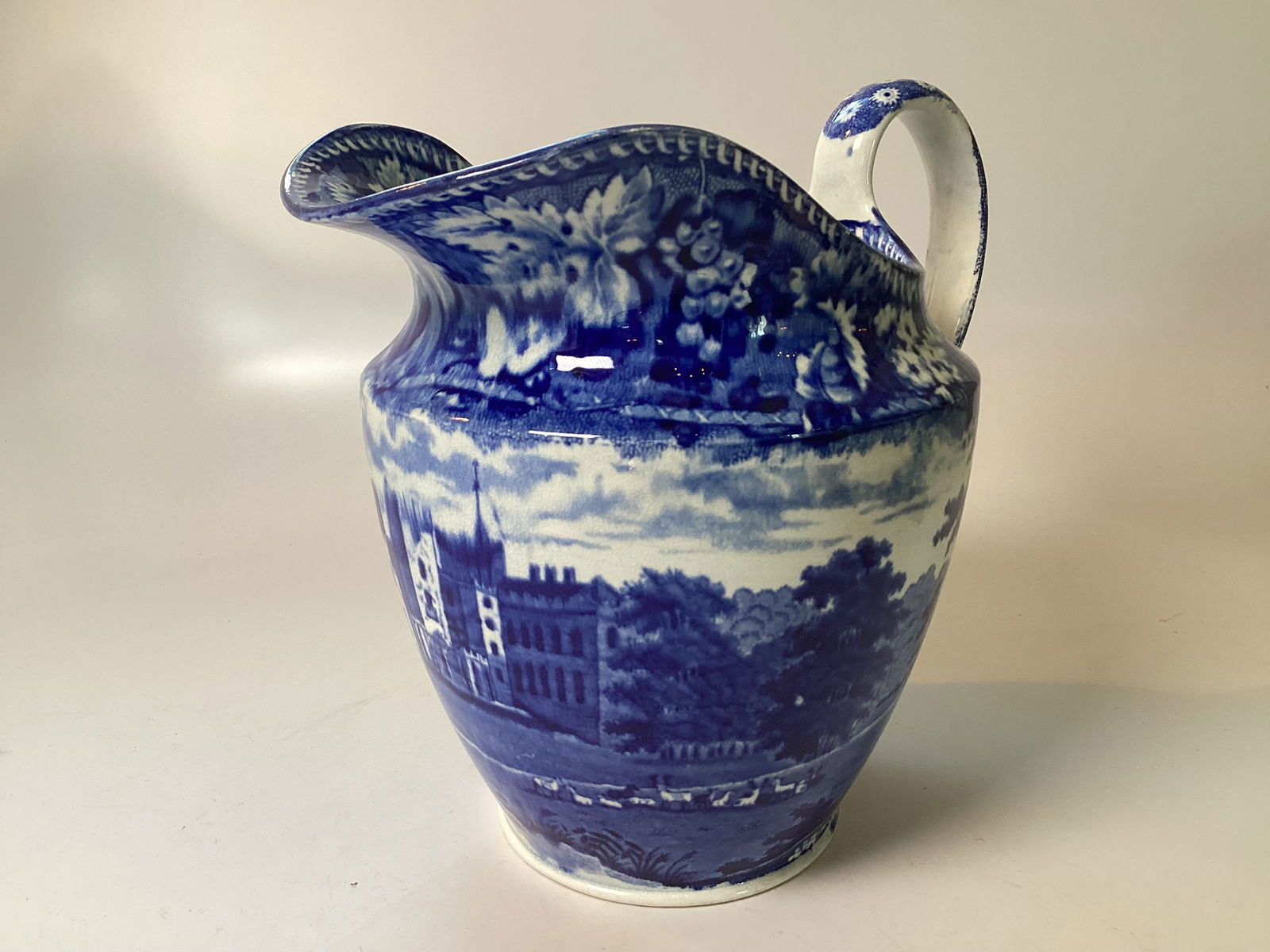 Fine English Pearlware Blue Transferware Pitcher (1 of 5)
