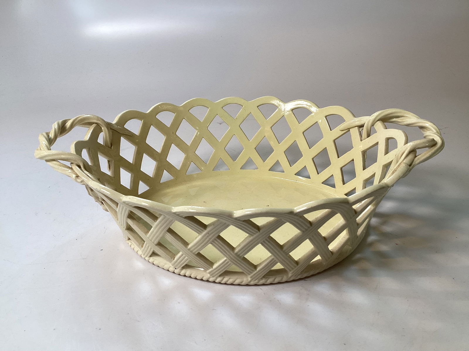 English Creamware Reticulated Chestnut Basket (1 of 4)