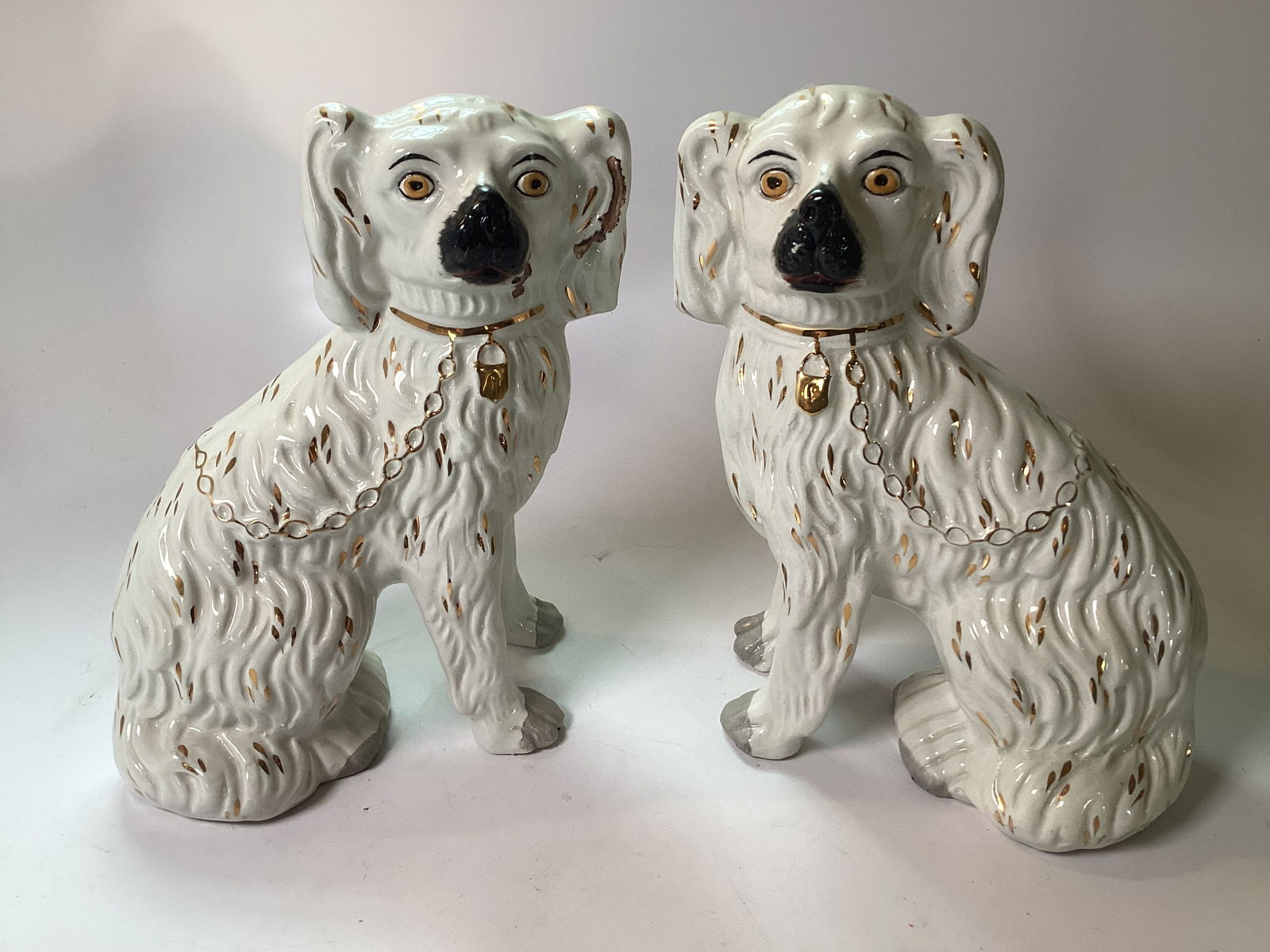 Pair English Staffordshire Standing Spaniel Dogs (1 of 6)
