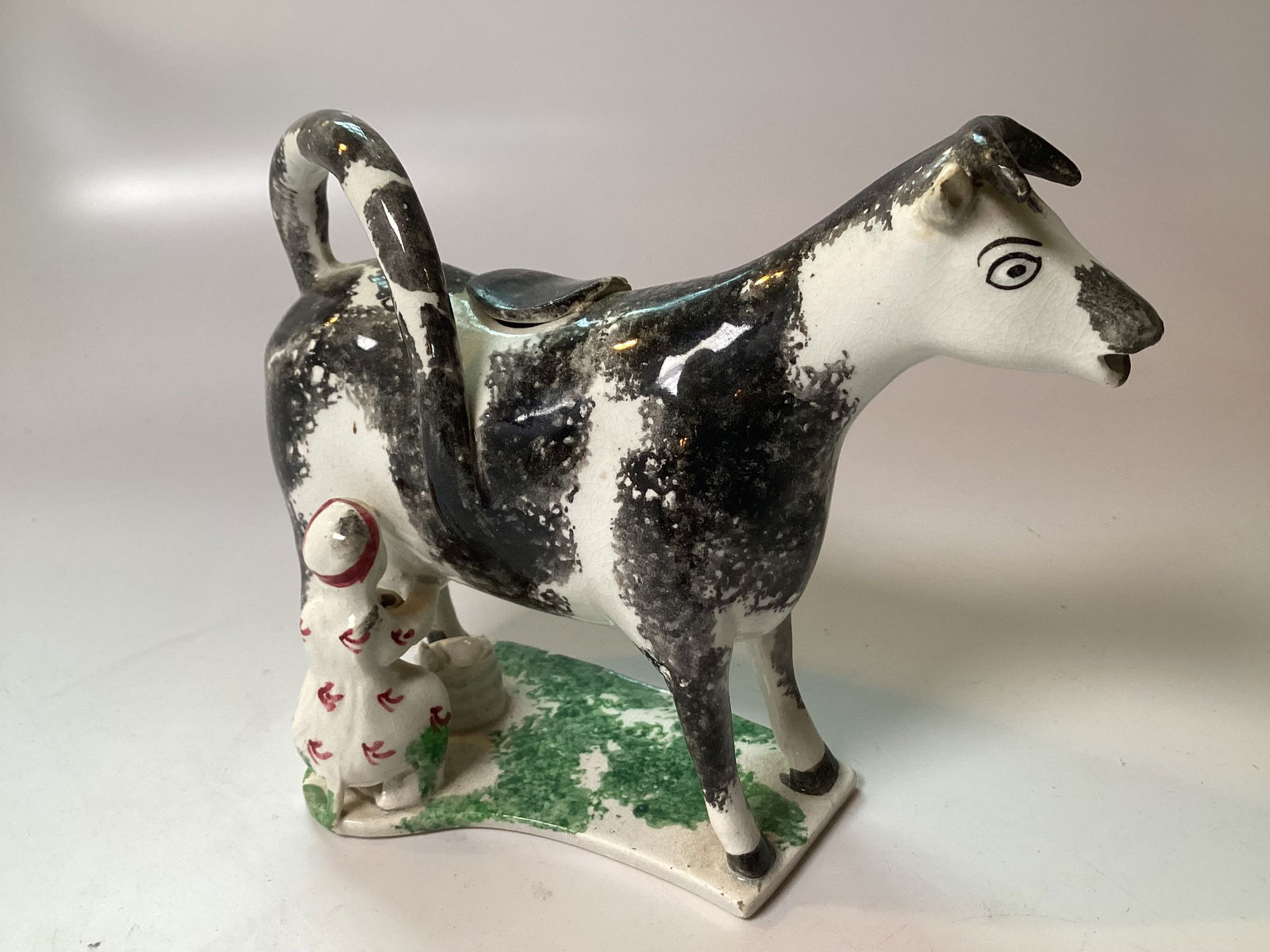 Fine English Staffordshire Cow Creamer with Maiden C1820 (1 of 5)
