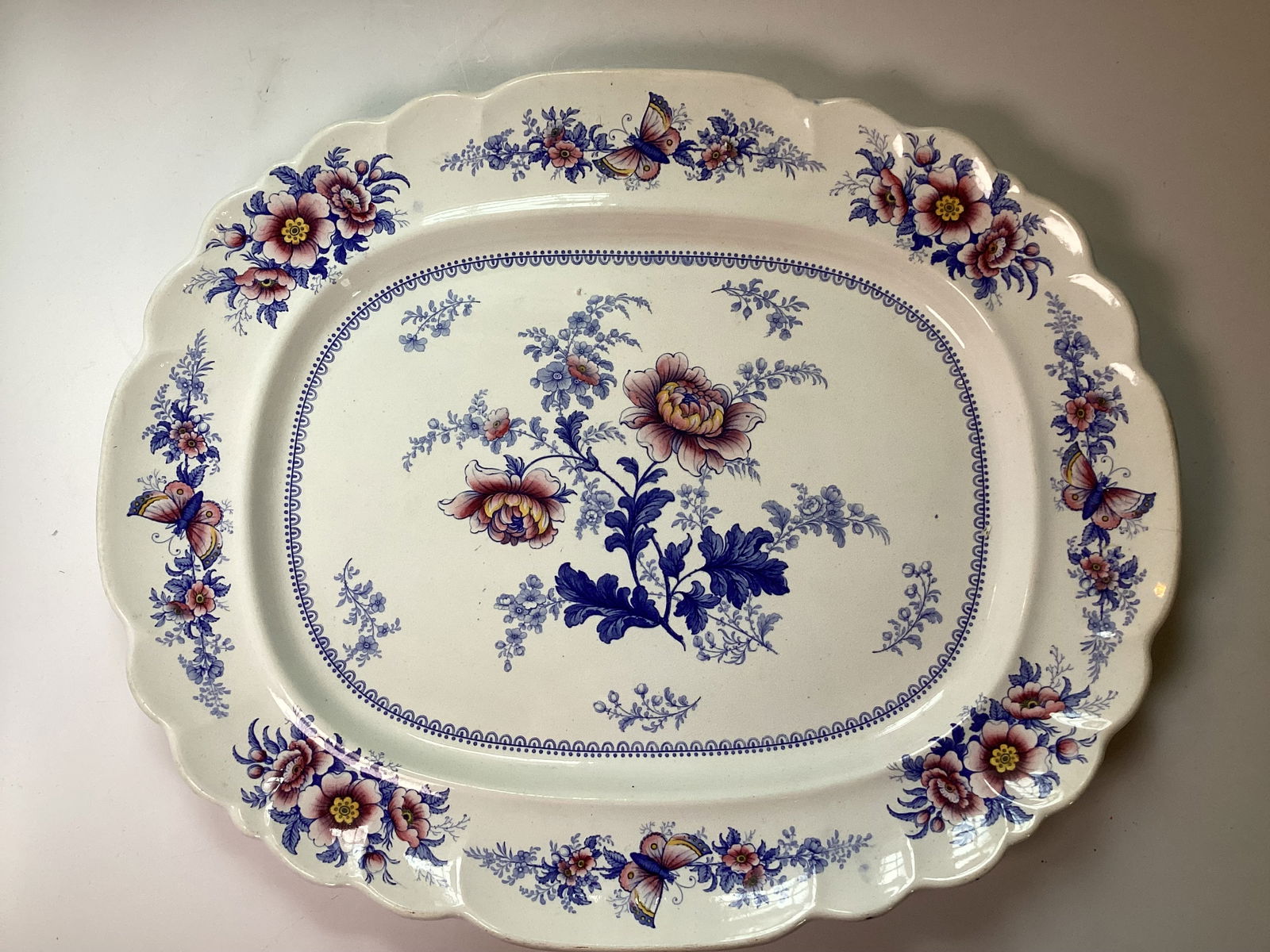 Large English Staffordshire FLORA Pattern Platter (1 of 2)