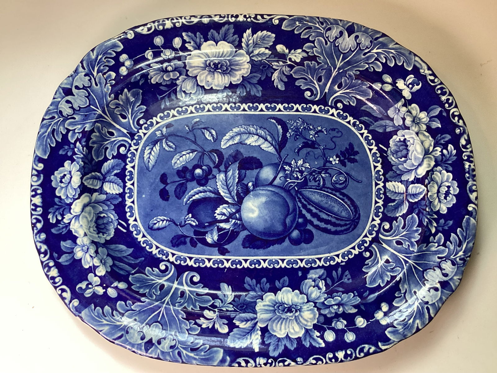 English Staffordshire Dark Blue Transferware Platter (1 of 2)